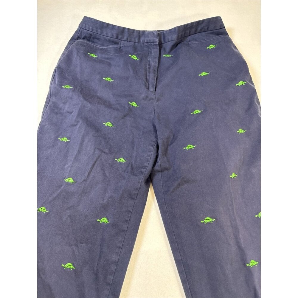 EP Pro Golf Embroidered Cropped Capri Pants Stretch Navy Blue Size 8 With Turtle - Picture 2 of 8